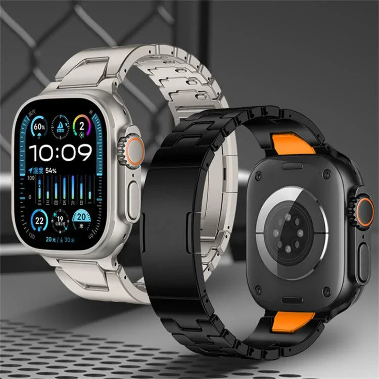 สายรัดนาฬิกาสแตนเลสสตีลหัวเข็มขัดผีเสื้อแบบปลดเร็วรูปตัว H สำหรับ Apple Watch 44 มม. / 45 มม. / 46 มม. / 49 มม., สำหรับ Apple Watch 42 มม. / 41 มม. / 40 มม. / 38 มม.
