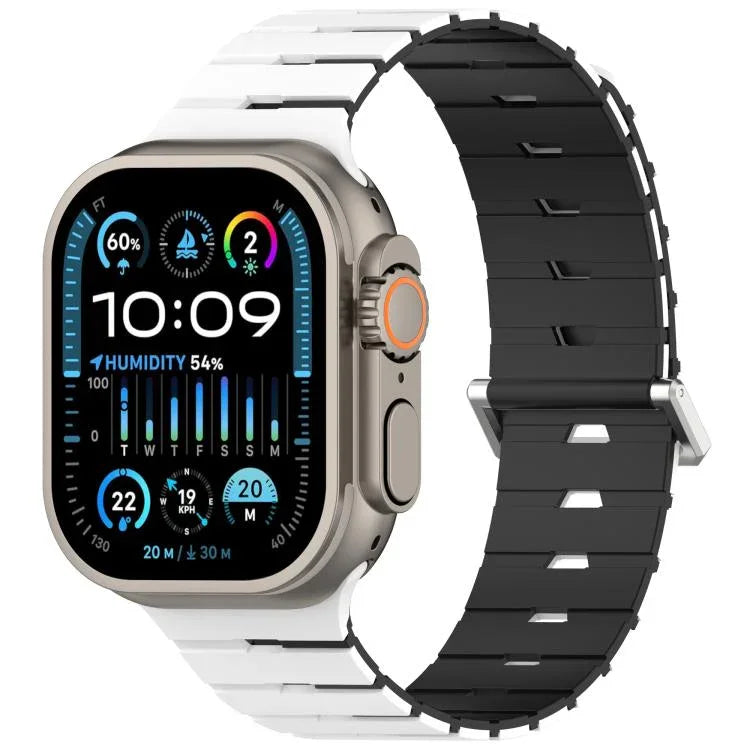 สายรัดนาฬิกาซิลิโคนสองสีแม่เหล็กสไตล์เมโลดิก้า สำหรับ Apple Watch 46 มม. / 49 มม. / 45 มม. / 44 มม., สำหรับ Apple Watch 42 มม. / 41 มม. / 40 มม. / 38 มม.
