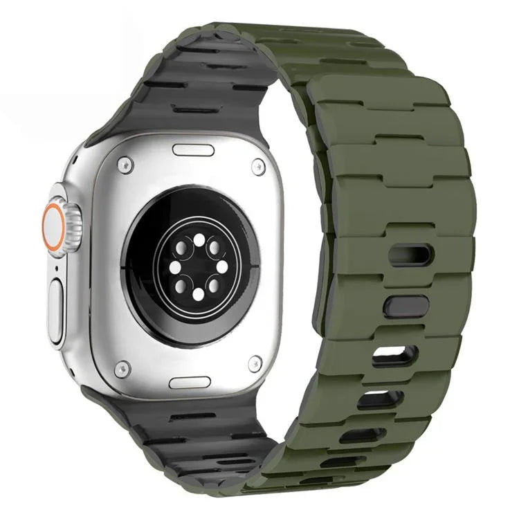 สายรัดนาฬิกาซิลิโคนแม่เหล็กหมุดเดี่ยวลายม้า สำหรับ Apple Watch 46 มม. / 49 มม. / 45 มม. / 44 มม.