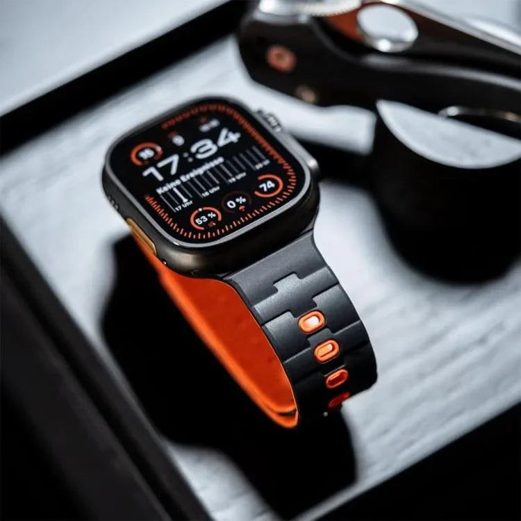 สายรัดนาฬิกาซิลิโคนแม่เหล็กหมุดเดี่ยวลายม้า สำหรับ Apple Watch 46 มม. / 49 มม. / 45 มม. / 44 มม.