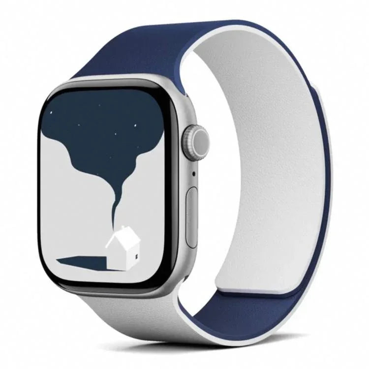 สายรัดนาฬิกาซิลิโคนแม่เหล็กลายลิ้นจี่สองสี สำหรับ Apple Watch 46mm / 49mm / 45mm / 44mm, สำหรับ Apple Watch 42mm / 41mm / 40mm / 38mm