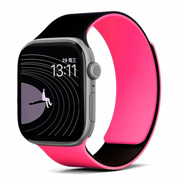 สายรัดนาฬิกาซิลิโคนแม่เหล็กลายลิ้นจี่สองสี สำหรับ Apple Watch 46mm / 49mm / 45mm / 44mm, สำหรับ Apple Watch 42mm / 41mm / 40mm / 38mm