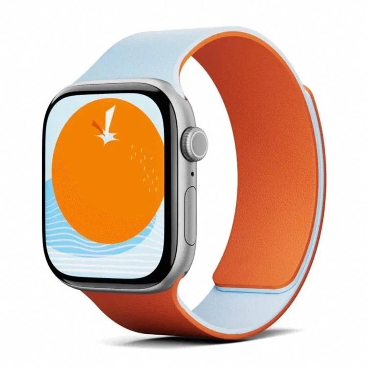 สายรัดนาฬิกาซิลิโคนแม่เหล็กลายลิ้นจี่สองสี สำหรับ Apple Watch 46mm / 49mm / 45mm / 44mm, สำหรับ Apple Watch 42mm / 41mm / 40mm / 38mm
