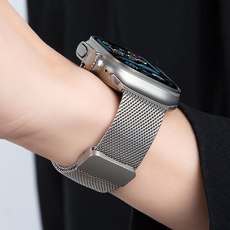 สายรัดนาฬิกาโลหะไทเทเนียมเต็มรูปแบบหัวเข็มขัดแม่เหล็กมิลานีส สำหรับ Apple Watch 46mm / 49mm / 45mm / 44mm