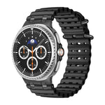 สายซิลิโคนหัวเข็มขัดวงแหวนสีดำรูระบายอากาศแบบมหาสมุทร สำหรับ Samsung Galaxy Watch8 / Watch8 Classic