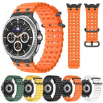 สายซิลิโคนหัวเข็มขัดวงแหวนสีดำรูระบายอากาศแบบมหาสมุทร สำหรับ Samsung Galaxy Watch8 / Watch8 Classic