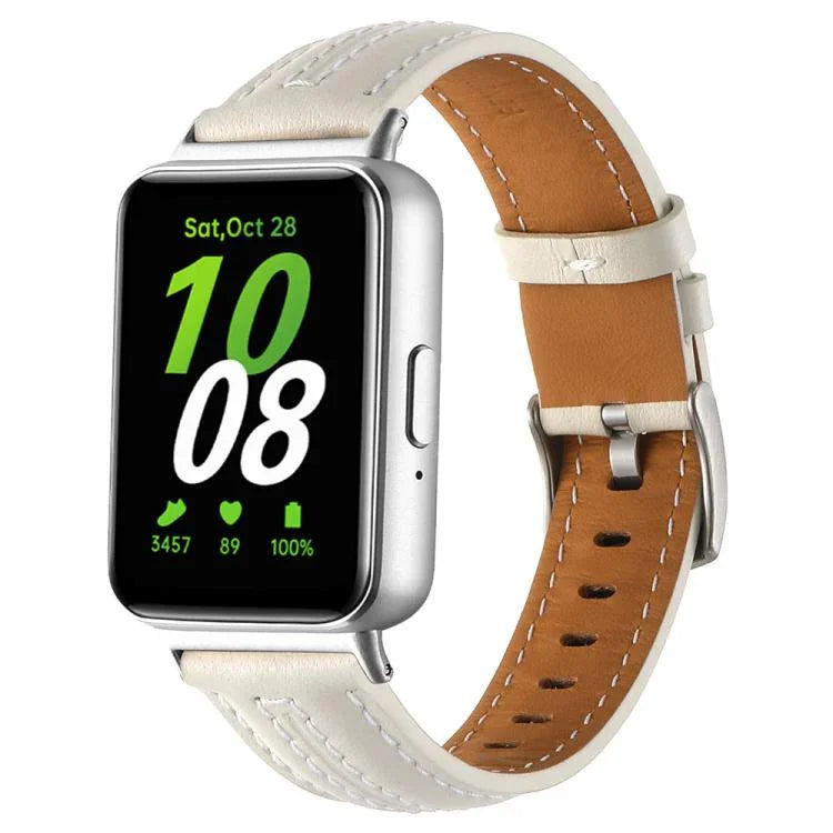 สายหนังหัวเข็มขัดหมุดเงินเว้าลึก สำหรับ Samsung Galaxy Fit 3