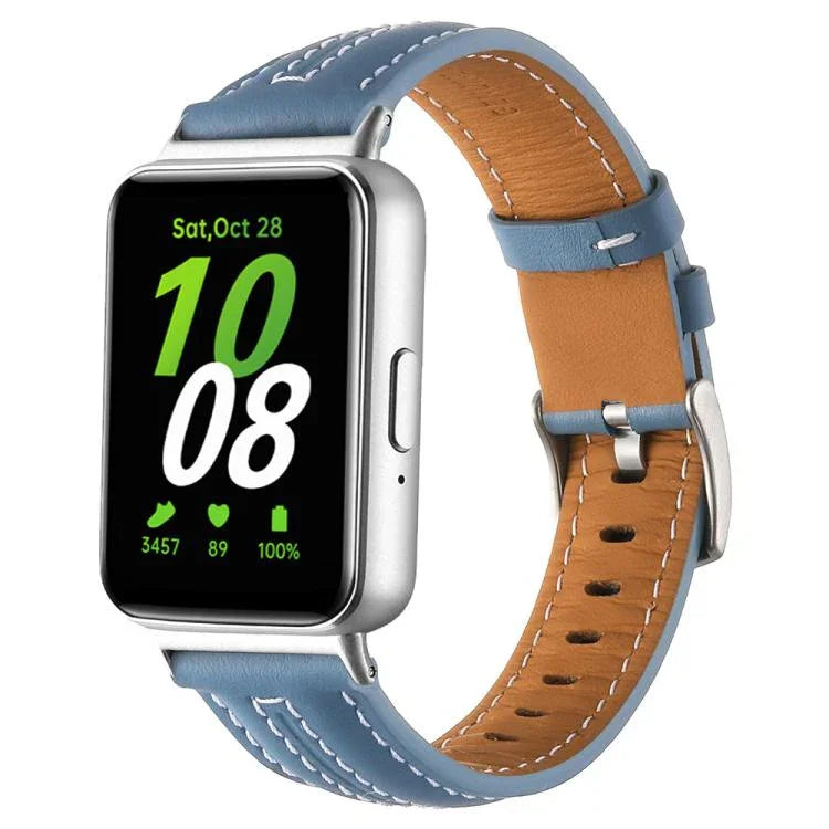 สายหนังหัวเข็มขัดหมุดเงินเว้าลึก สำหรับ Samsung Galaxy Fit 3
