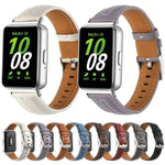 สายหนังหัวเข็มขัดหมุดเงินเว้าลึก สำหรับ Samsung Galaxy Fit 3