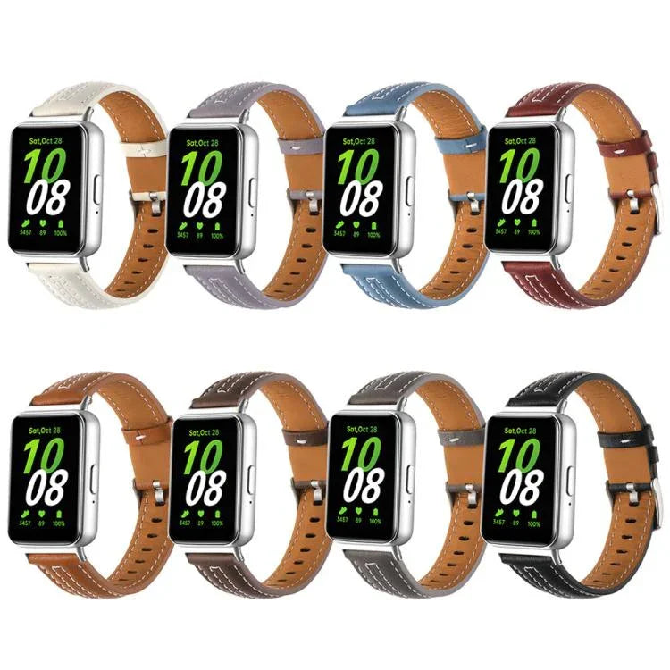 สายหนังหัวเข็มขัดหมุดเงินเว้าลึก สำหรับ Samsung Galaxy Fit 3