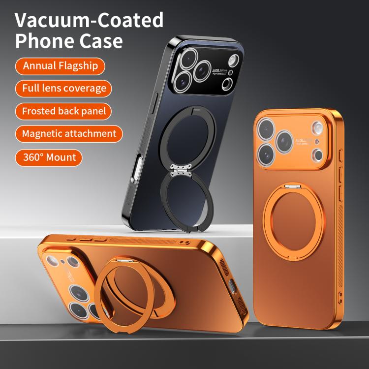 เคสโทรศัพท์ MagSafe ชุบไฟฟ้าพร้อมที่จับหมุน 360 องศาและฝาครอบเลนส์ สำหรับ iPhone 17 Pro Max, สำหรับ iPhone 17 Pro, สำหรับ iPhone 17, สำหรับ iPhone Air, สำหรับ iPhone 16 Pro Max, สำหรับ iPhone 16 Pro