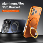 เคสโทรศัพท์ MagSafe ชุบไฟฟ้าพร้อมที่จับหมุน 360 องศาและฝาครอบเลนส์ สำหรับ iPhone 17 Pro Max, สำหรับ iPhone 17 Pro, สำหรับ iPhone 17, สำหรับ iPhone Air, สำหรับ iPhone 16 Pro Max, สำหรับ iPhone 16 Pro