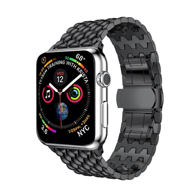 สายสแตนเลสสตีลแข็งลายเกรนมังกร สำหรับ Apple Watch Series 3 & 2 & 1 38 มม.
