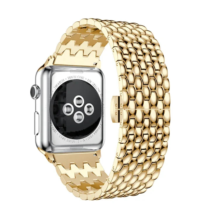 สายสแตนเลสสตีลแข็งลายเกรนมังกร สำหรับ Apple Watch Series 3 & 2 & 1 42 มม.
