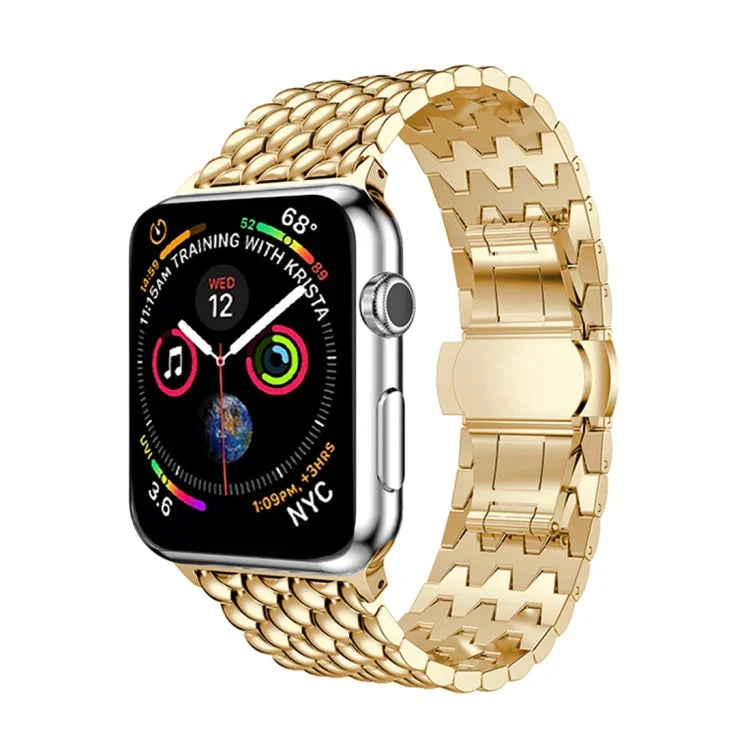 สายสแตนเลสสตีลแข็งลายเกรนมังกร สำหรับ Apple Watch Series 3 & 2 & 1 42 มม.
