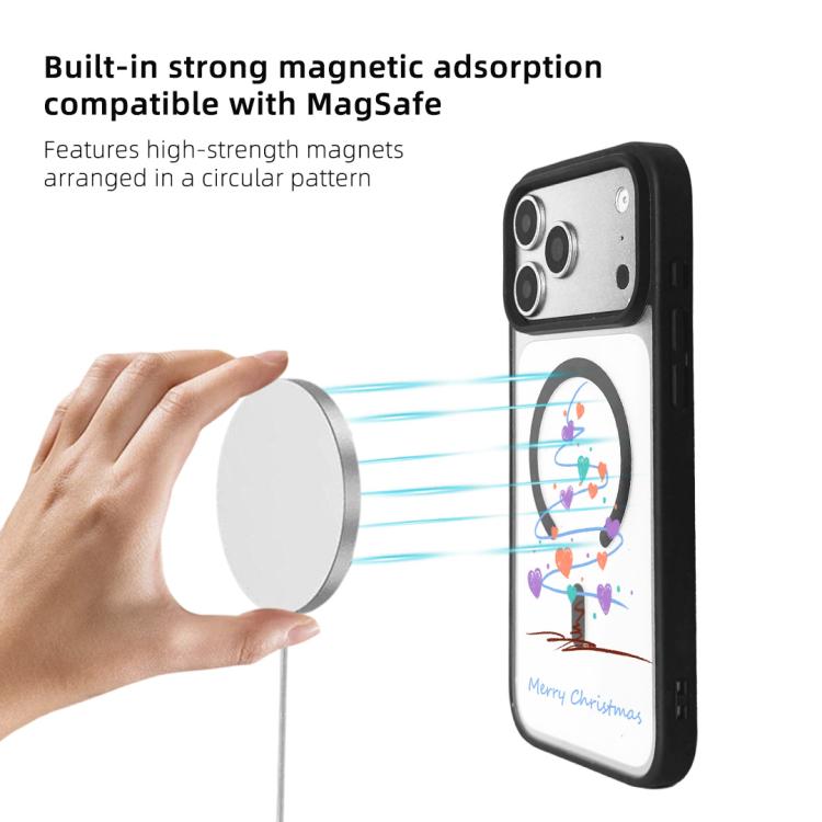 เคสโทรศัพท์ขอบดำทาสีแม่เหล็กแรงสูงซีรีส์คริสต์มาส สำหรับ iPhone 17 Pro Max, iPhone 17 Pro, iPhone 17