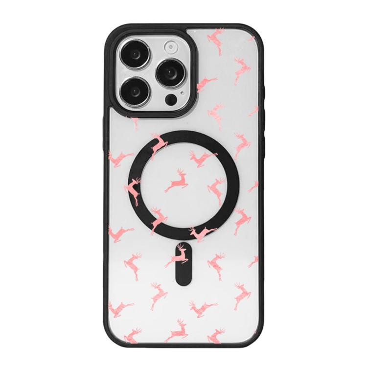 Christmas Series Strong Magnetic Painted Black Edge Phone Case, For iPhone 16 Pro Max, For iPhone 16 Pro, For iPhone 16