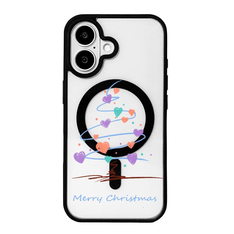 Christmas Series Strong Magnetic Painted Black Edge Phone Case, For iPhone 16 Pro Max, For iPhone 16 Pro, For iPhone 16