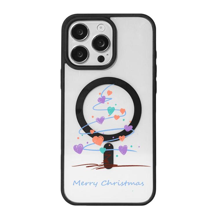 เคสโทรศัพท์ขอบดำทาสีแม่เหล็กแรงสูงซีรีส์คริสต์มาส สำหรับ iPhone 15 Pro Max, iPhone 15 Pro