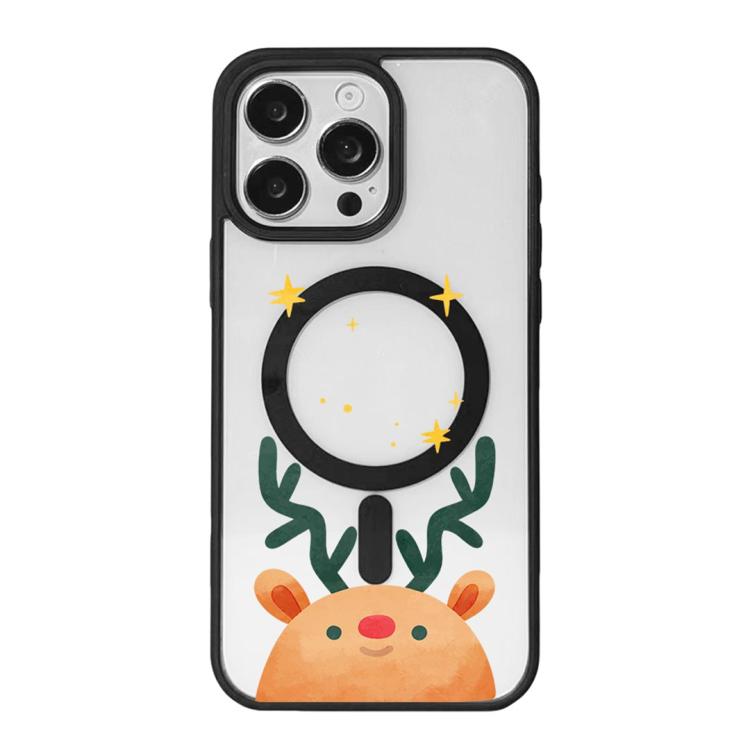 Christmas Series Strong Magnetic Painted Black Edge Phone Case, For  iPhone 15 Pro Max, For  iPhone 15 Pro