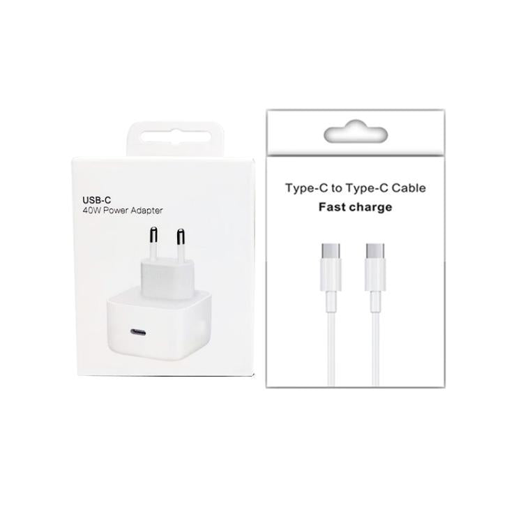 ที่ชาร์จ A3365 PD40W USB-C / Type-C พร้อมสายข้อมูล Type-C ถึง Type-C, ปลั๊ก EU, ปลั๊ก EU + สาย Type-C 1 ม., ปลั๊ก EU + สาย Type-C 2 ม.