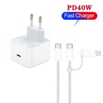 ที่ชาร์จ A3365 PD40W USB-C / Type-C พร้อมสายข้อมูล Type-C ถึง Type-C / 8 Pin ปลั๊ก EU + สาย 2-in-1 ยาว 1 เมตร