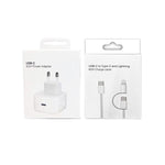 ที่ชาร์จ A3365 PD40W USB-C / Type-C พร้อมสายข้อมูล Type-C ถึง Type-C / 8 Pin ปลั๊ก EU + สาย 2-in-1 ยาว 1 เมตร