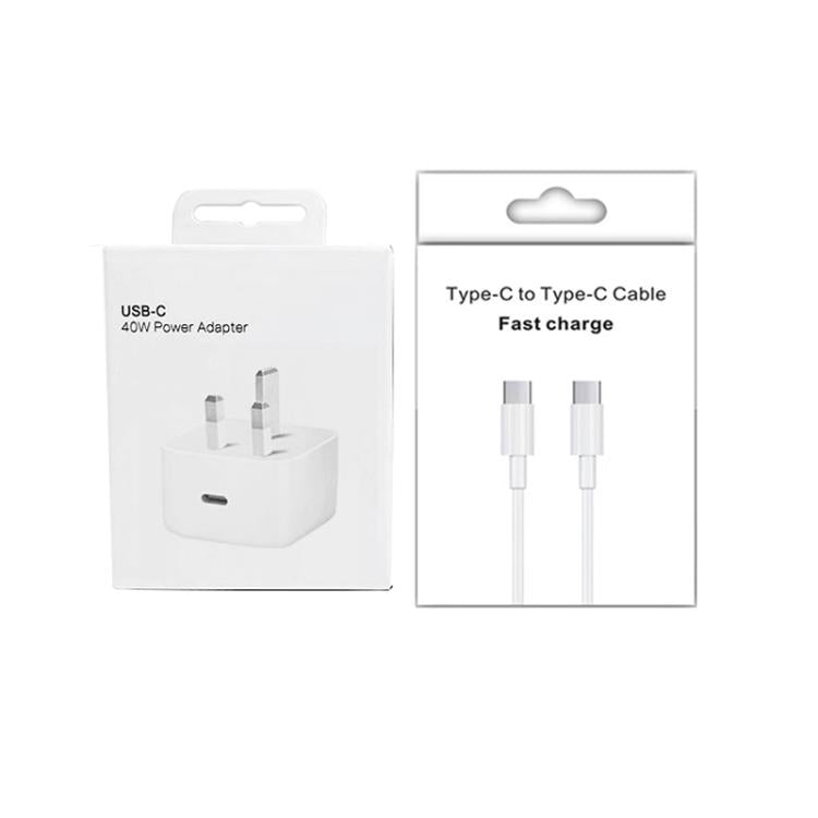 ที่ชาร์จ A3365 PD40W USB-C / Type-C พร้อมสายข้อมูล Type-C ถึง Type-C, ปลั๊ก UK, ปลั๊ก UK + สาย Type-C 1 ม., ปลั๊ก UK + สาย Type-C 2 ม.
