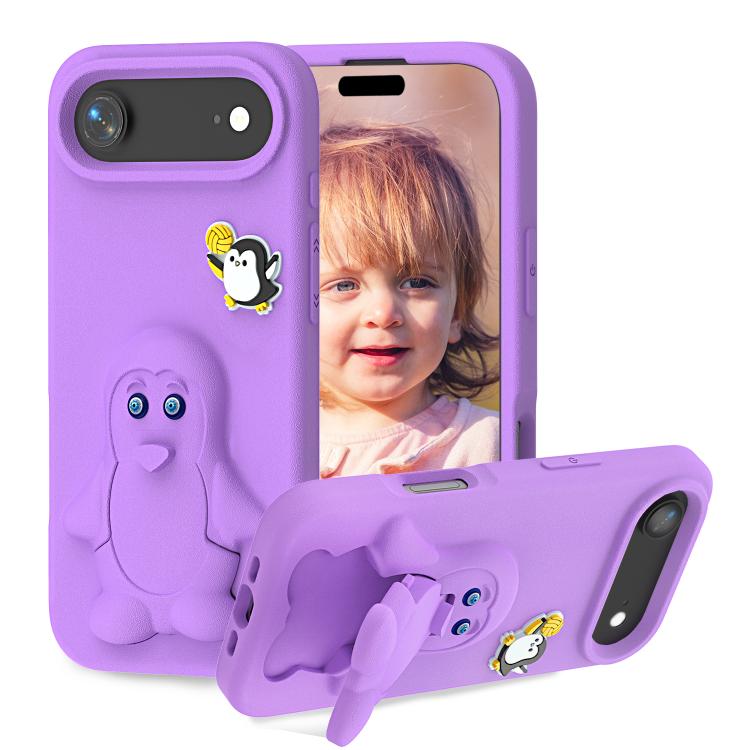 เคสโทรศัพท์กันกระแทก EVA ลายเพนกวินพร้อมที่วาง สำหรับ iPhone 17 Pro Max, สำหรับ iPhone 17 Pro, สำหรับ iPhone 17, สำหรับ iPhone Air, สำหรับ iPhone 16 Pro Max, สำหรับ iPhone 16 Pro, สำหรับ iPhone 16, สำหรับ iPhone 15 Pro Max