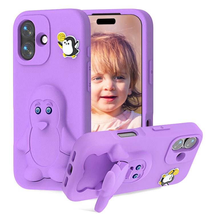 เคสโทรศัพท์กันกระแทก EVA ลายเพนกวินพร้อมที่วาง สำหรับ iPhone 17 Pro Max, สำหรับ iPhone 17 Pro, สำหรับ iPhone 17, สำหรับ iPhone Air, สำหรับ iPhone 16 Pro Max, สำหรับ iPhone 16 Pro, สำหรับ iPhone 16, สำหรับ iPhone 15 Pro Max