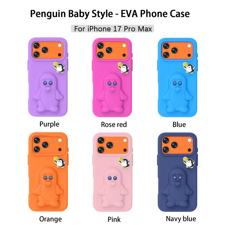 เคสโทรศัพท์กันกระแทก EVA ลายเพนกวินพร้อมที่วาง สำหรับ iPhone 17 Pro Max, สำหรับ iPhone 17 Pro, สำหรับ iPhone 17, สำหรับ iPhone Air, สำหรับ iPhone 16 Pro Max, สำหรับ iPhone 16 Pro, สำหรับ iPhone 16, สำหรับ iPhone 15 Pro Max