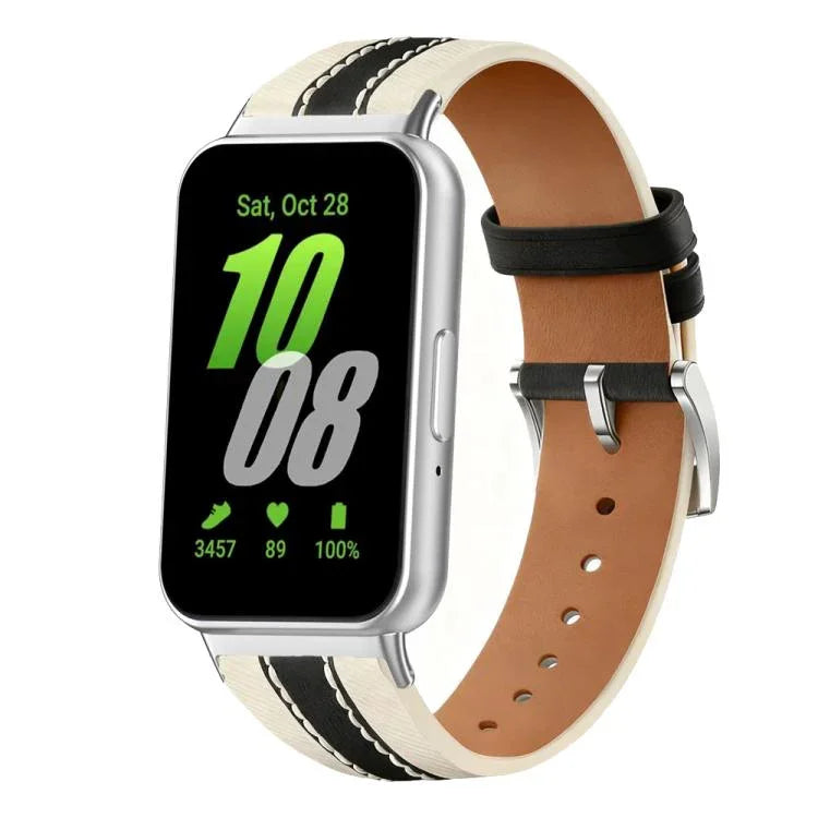สายสายนาฬิกาหนังแท้สีบล็อกแบบ Saddle สำหรับ Samsung Watch Galaxy Fit3