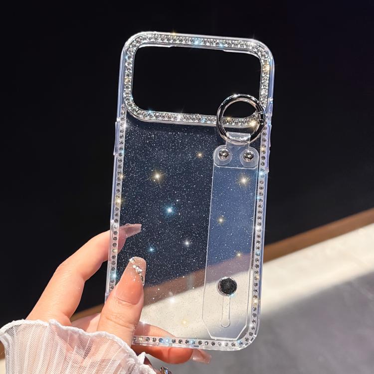เคสโทรศัพท์ Rhinestone Glitter Wristband Holder สำหรับ iPhone 17 Pro Max