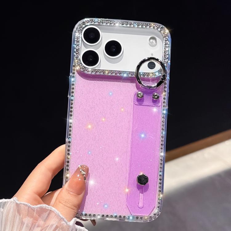เคสโทรศัพท์ Rhinestone Glitter Wristband Holder สำหรับ iPhone 17 Pro Max
