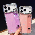 เคสโทรศัพท์ Rhinestone Glitter Wristband Holder สำหรับ iPhone 17 Pro Max