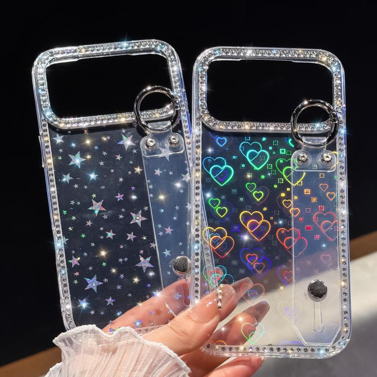 เคสโทรศัพท์ Rhinestone Glitter Wristband Holder สำหรับ iPhone 17 Pro Max