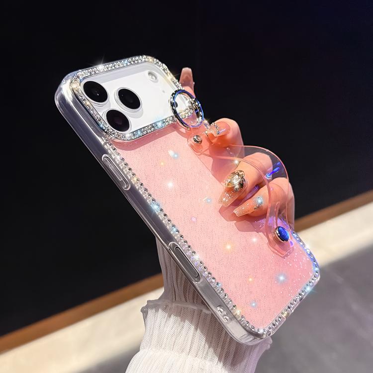 เคสโทรศัพท์ Rhinestone Glitter Wristband Holder สำหรับ iPhone 17 Pro Max