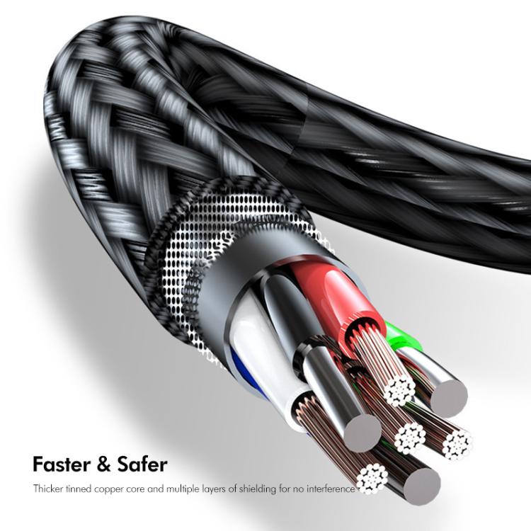 ENKAY 3-in-1 120W USB to 8 Pin / Type-C / Micro USB Nylon Braided Fast Charging Cable, Length: 1.2m, ENK-CB184
