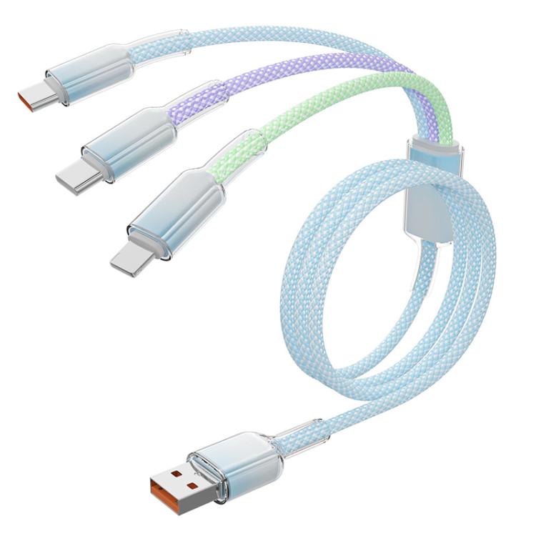 สายชาร์จเร็วถักไนลอน ENKAY 120W USB เป็น Type-C คู่และ 8 พิน ความยาว 1.2 เมตร, ENK-CB185