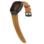 สายนาฬิกาหนังวีแกน Crazy Horse พร้อมหัวเข็มขัดสีดำสแตนเลสสตีล สำหรับ Apple Watch 46 มม. / 49 มม. / 45 มม. / 44 มม.