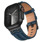 สายนาฬิกาหนังวีแกน Crazy Horse พร้อมหัวเข็มขัดสีดำสแตนเลสสตีล สำหรับ Apple Watch 46 มม. / 49 มม. / 45 มม. / 44 มม.