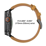 สายนาฬิกาหนังวีแกน Crazy Horse พร้อมหัวเข็มขัดสีดำสแตนเลสสตีล สำหรับ Apple Watch 46 มม. / 49 มม. / 45 มม. / 44 มม.