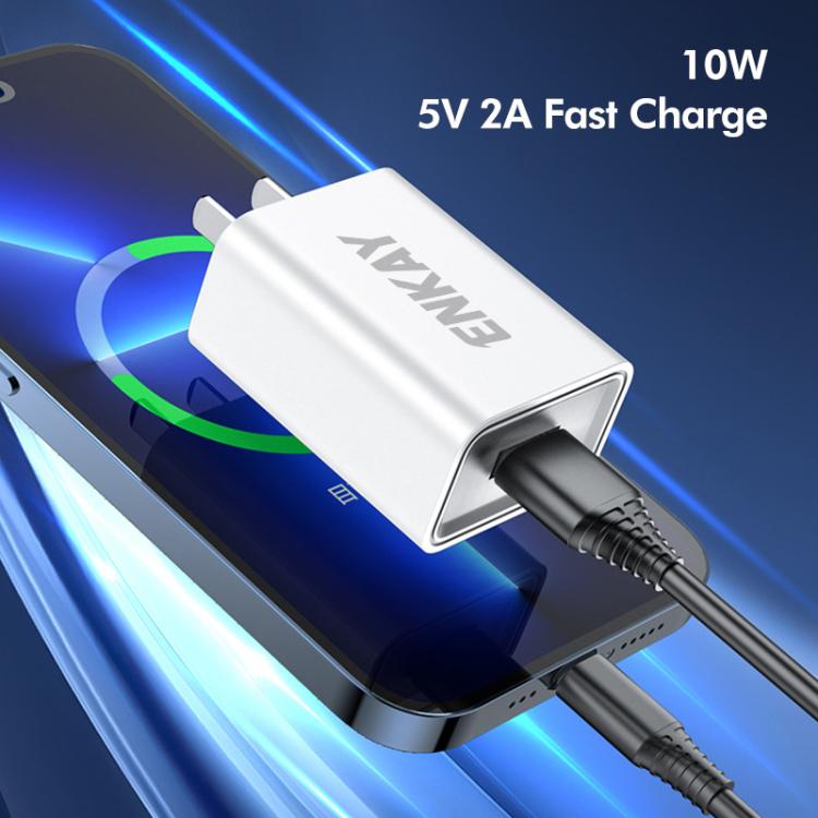 อะแดปเตอร์ชาร์จไฟ USB 10W 5V 2A ENKAY พร้อมปลั๊ก EU, ปลั๊ก US