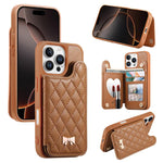 เคสโทรศัพท์กระเป๋าใส่บัตรหนังวีแกนลายเพชรโลหะโบว์พร้อมกระจก สำหรับ iPhone 17 Pro Max, สำหรับ iPhone 17 Pro, สำหรับ iPhone 17, สำหรับ iPhone 16 Pro Max, สำหรับ iPhone 16 Pro, สำหรับ iPhone 16 Plus, สำหรับ iPhone 16