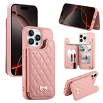 เคสโทรศัพท์กระเป๋าใส่บัตรหนังวีแกนลายเพชรโลหะโบว์พร้อมกระจก สำหรับ iPhone 17 Pro Max, สำหรับ iPhone 17 Pro, สำหรับ iPhone 17, สำหรับ iPhone 16 Pro Max, สำหรับ iPhone 16 Pro, สำหรับ iPhone 16 Plus, สำหรับ iPhone 16