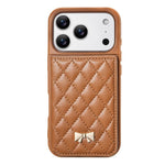 เคสโทรศัพท์กระเป๋าใส่บัตรหนังวีแกนลายเพชรโลหะโบว์พร้อมกระจก สำหรับ iPhone 17 Pro Max, สำหรับ iPhone 17 Pro, สำหรับ iPhone 17, สำหรับ iPhone 16 Pro Max, สำหรับ iPhone 16 Pro, สำหรับ iPhone 16 Plus, สำหรับ iPhone 16