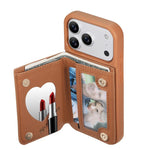 เคสโทรศัพท์กระเป๋าใส่บัตรหนังวีแกนลายเพชรโลหะโบว์พร้อมกระจก สำหรับ iPhone 17 Pro Max, สำหรับ iPhone 17 Pro, สำหรับ iPhone 17, สำหรับ iPhone 16 Pro Max, สำหรับ iPhone 16 Pro, สำหรับ iPhone 16 Plus, สำหรับ iPhone 16