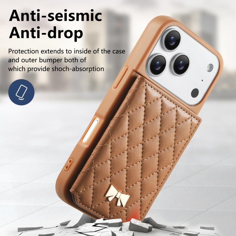 เคสโทรศัพท์กระเป๋าใส่บัตรหนังวีแกนลายเพชรโลหะโบว์พร้อมกระจก สำหรับ iPhone 17 Pro Max, สำหรับ iPhone 17 Pro, สำหรับ iPhone 17, สำหรับ iPhone 16 Pro Max, สำหรับ iPhone 16 Pro, สำหรับ iPhone 16 Plus, สำหรับ iPhone 16