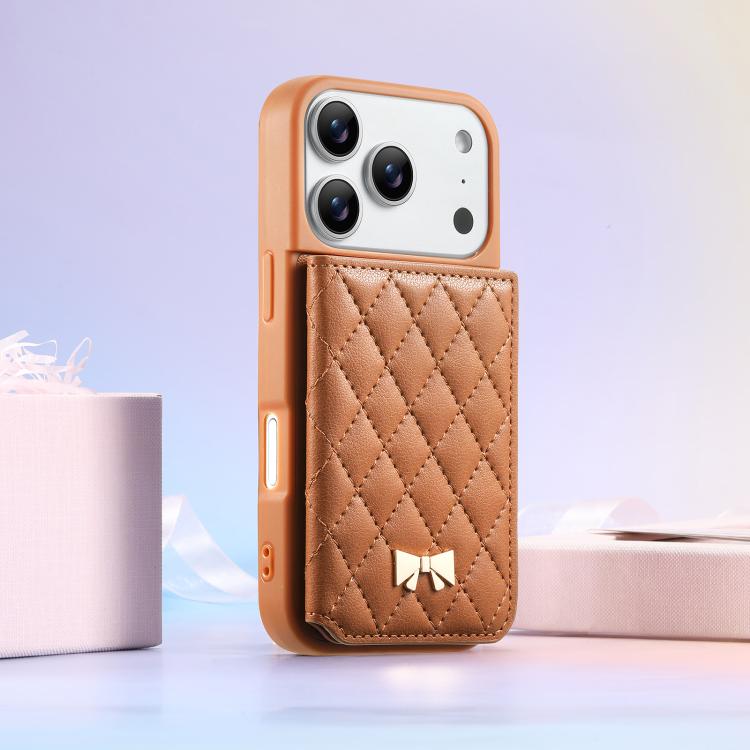 เคสโทรศัพท์กระเป๋าใส่บัตรหนังวีแกนลายเพชรโลหะโบว์พร้อมกระจก สำหรับ iPhone 17 Pro Max, สำหรับ iPhone 17 Pro, สำหรับ iPhone 17, สำหรับ iPhone 16 Pro Max, สำหรับ iPhone 16 Pro, สำหรับ iPhone 16 Plus, สำหรับ iPhone 16