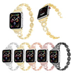 สายสแตนเลสสตีลแข็งประดับเพชรรูปเลข 8 VO สำหรับ Apple Watch Series 3 & 2 & 1 38 มม.